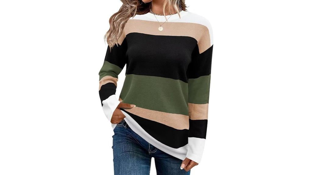 striped women s crewneck sweater