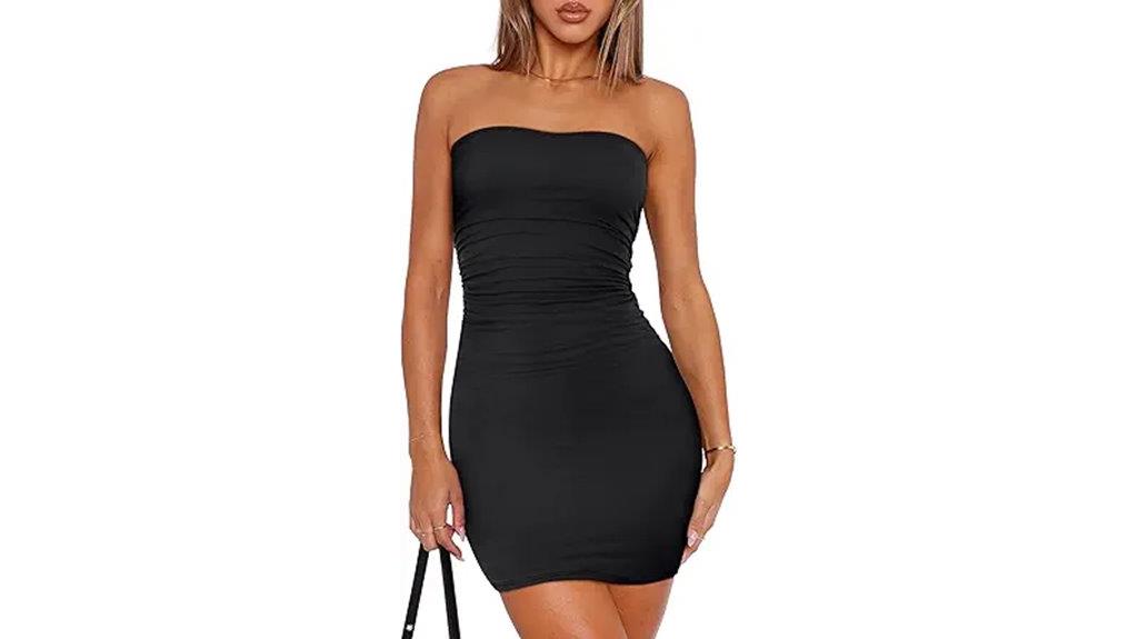 summer strapless ruched dress