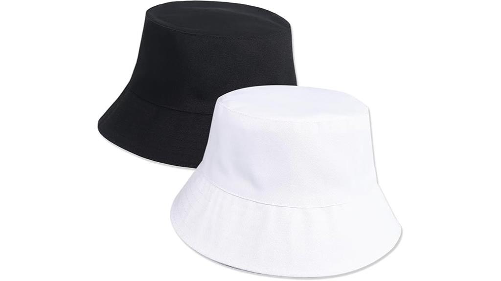 two reversible bucket hats