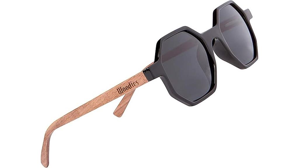 walnut wood hex sunglasses