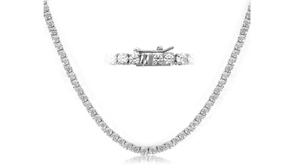 white gold cz tennis necklace