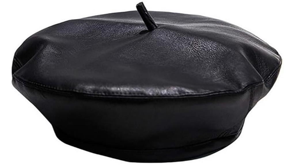 women s black pu leather beret