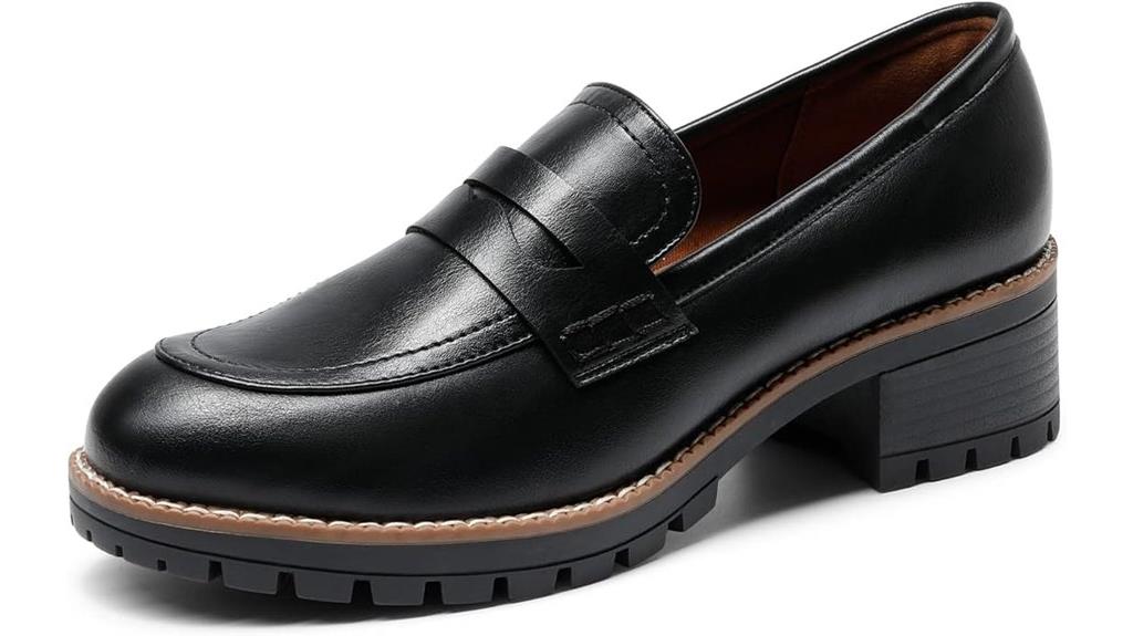 women s chunky heeled loafers