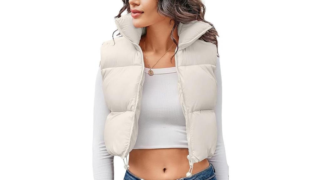 women s cropped puffer vest
