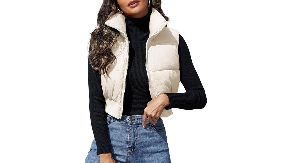 women s cropped puffer vest