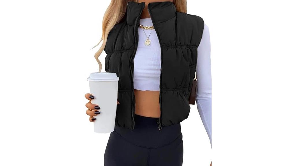 women s cropped puffer vest