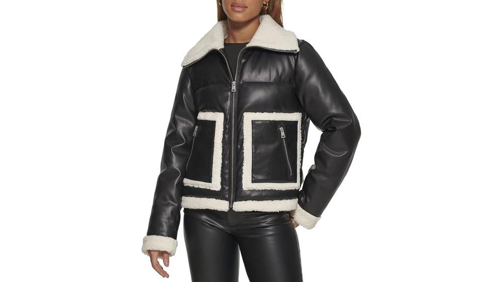 women s faux fur puffer