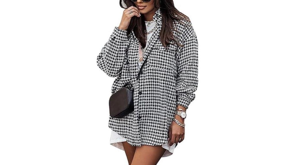 women s lightweight houndstooth shacket
