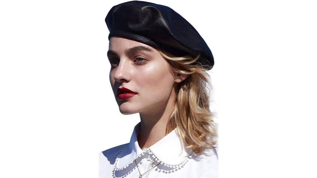 women s pu leather beret