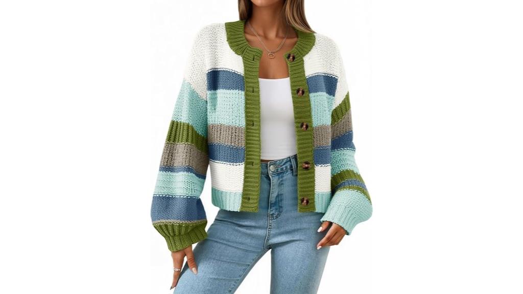 women s striped chunky cardigan