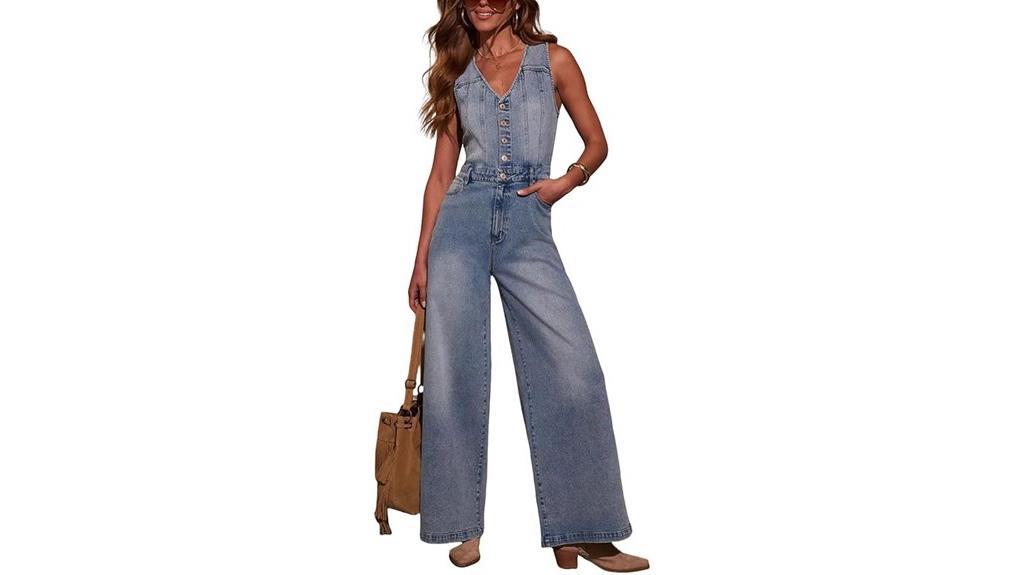 women s v neck wide leg jumpsuit