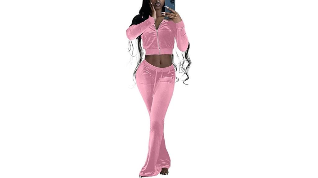 women s velour two piece set