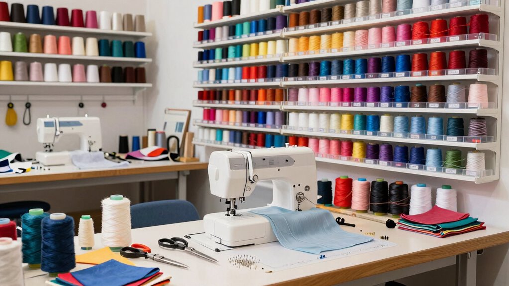 organized color coded thread storage