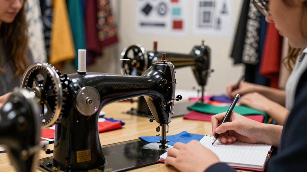 students research sewing machines