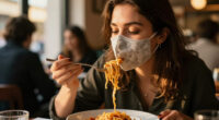 I Wore This New Grippy Face Mask Out To Eat Pasta And It Didn't Budge Once