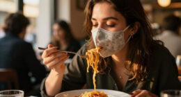 I Wore This New Grippy Face Mask Out To Eat Pasta And It Didn't Budge Once